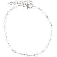Bracelet composé d'une chaîne boules en argent 925/000 rhodié. Fermoir mousqueton avec 3 cm de rallonge.