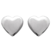 Boucles d'oreilles puces en forme de cœur en argent 925/000 rhodié.