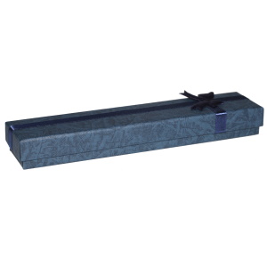 Ecrin boîte cadeau de couleur bleue pour bracelet avec nœud papillon. Intérieur en mousse de couleur noire.