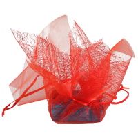 Pochette emballage cadeau en organza de couleur rouge. Idéal pour écrin et boite cadeau pour bague, parure et collier.