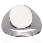 Bague chevalière ronde en argent 925/000 rhodié.