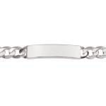 Bracelet identité en argent 925/000. Maille gourmette ultra plate. Absolument indémodables, les gourmettes personnalisables sont idéales à offrir aux adultes comme aux adolescent(e)s. Ce modèle est généralement considéré comme plutôt masculin, mais peut bien entendu être porté par toutes et tous !