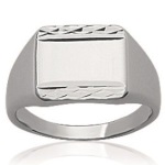 Bague chevalière en argent 925/000 rhodié.