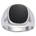 Bague en argent 925/000 rhodié et onyx.