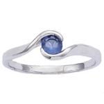 Bague en argent 925/000 rhodié et verre tanzanite.