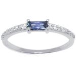 Bague en argent 925/000 rhodié, oxyde de zirconium et verre tanzanite.