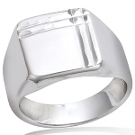 Bague chevalière pour homme motif diamanté en argent 925/000 rhodié.