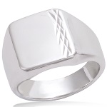 Bague chevalière pour homme en argent 925/000 rhodié.