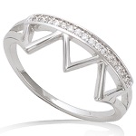 Bague Triangles en argent 925/000 rhodié et oxyde de zirconium.