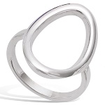 Bague ovale en argent 925/000 rhodié.