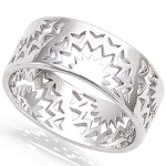 Bague motif bohême en argent 925/000 rhodié.