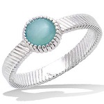 Bague en argent 925/000 rhodié et pierre d'imitation amazonite.