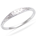 Bague demi-jonc motif lunes en argent 925/000 rhodié.