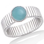 Bague en argent 925/000 rhodié et pierre d'imitation amazonite.