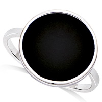 Bague en argent 925/000 rhodié pavée d'une pierre onyx.