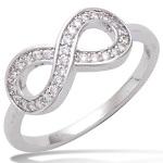 Bague Infini en argent 925/000 rhodié et oxyde de zirconium.