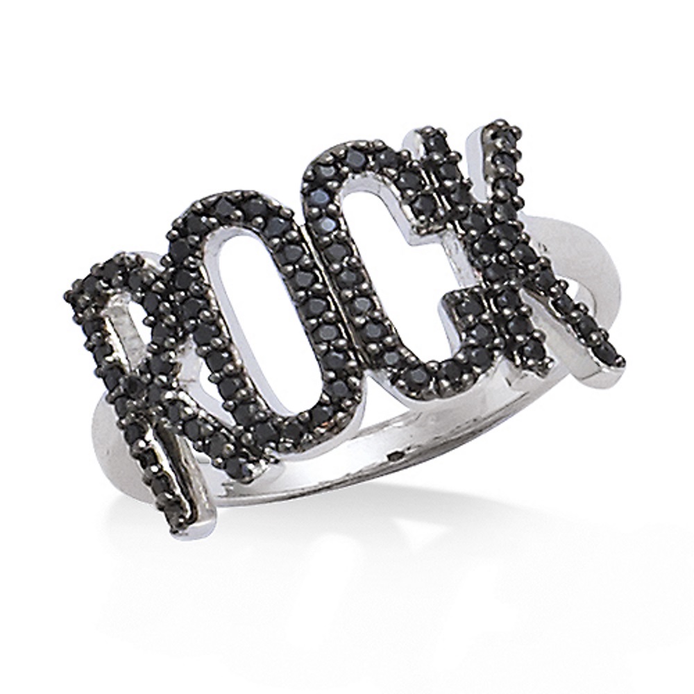 Bague Montre noire avec strass Actua