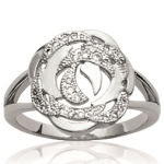 Bague en argent 925/000 rhodié et oxyde de zirconium.