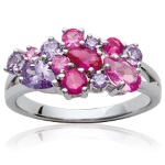 Bague en argent 925/000 rhodié et pierres synthétiques.