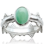 Bague en argent 925/000 rhodié et aventurine.