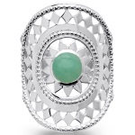 Bague bombée en argent 925/000 rhodié et aventurine.