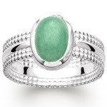 Bague en argent 925/000 rhodié et aventurine.