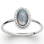 Bague en argent 925/000 rhodié et labradorite.