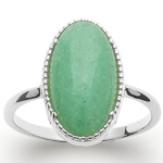 Bague en argent 925/000 rhodié et aventurine.