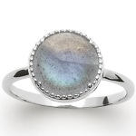 Bague en argent 925/000 rhodié et labradorite.