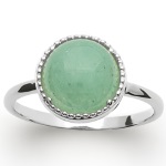 Bague en argent 925/000 rhodié et aventurine.