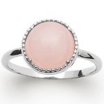 Bague en argent 925/000 rhodié et quartz rose.