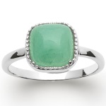 Bague en argent 925/000 rhodié et aventurine.