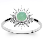 Bague soleil en argent 925/000 rhodié et aventurine.