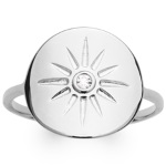 Bague avec motif d'étoile en argent 925/000 rhodié surmontée d'un oxyde de zirconium blanc.