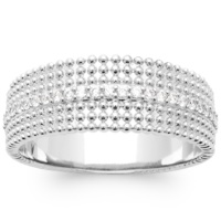 Bague avec petites boules en relief en argent 925/000 rhodié pavée d'oxydes de zirconium blancs.