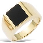 Bague chevalière pour homme en plaqué or et carré en onyx.