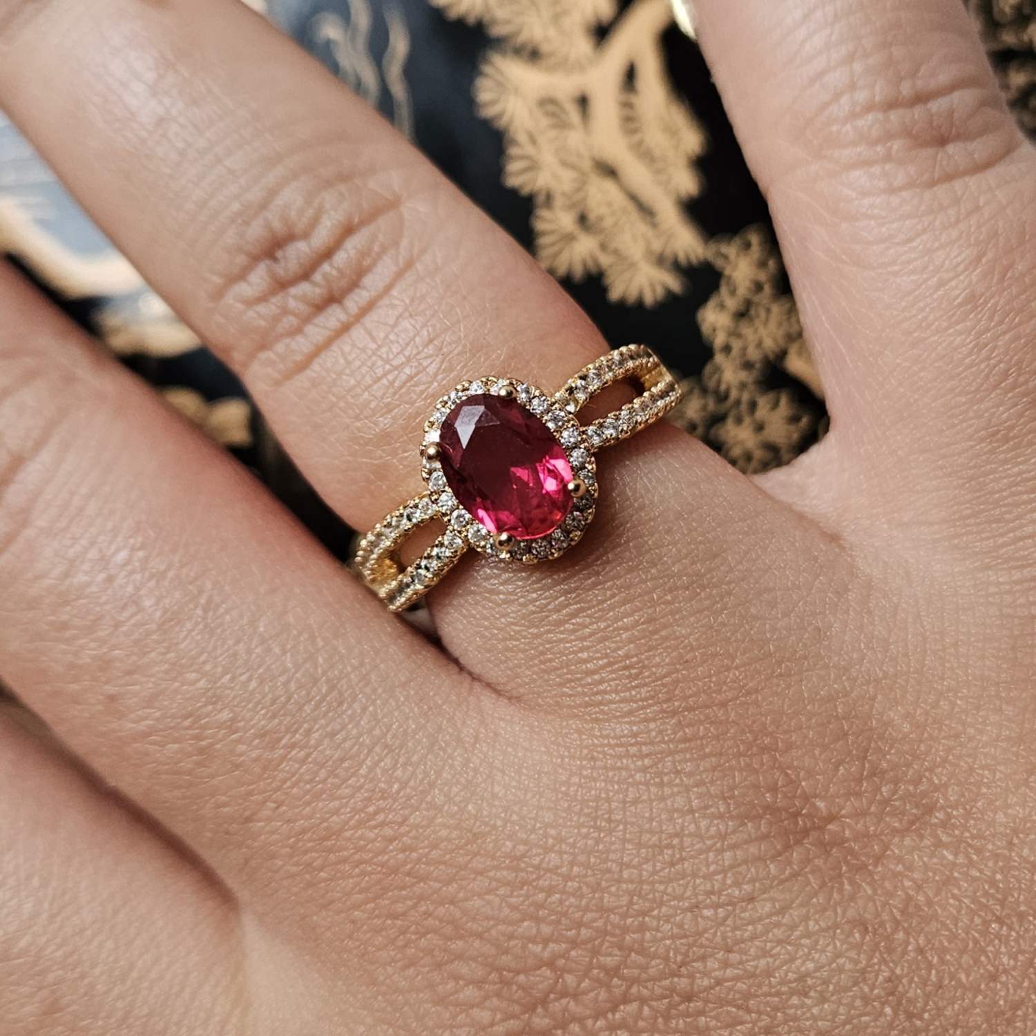 Bague plaqué or cheap rubis