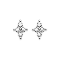 Boucles d'oreilles puces étoiles en argent 925/000 rhodié pavées d'oxydes de zirconium blancs.