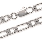 Bracelet en argent 925/000. Maille figaro 1-1 diamanté.