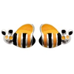 Boucles d'oreilles abeilles en argent 925/000 et émail de couleur.
