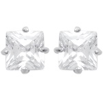 Boucles d'oreilles en argent 925/000 rhodié et oxyde de zirconium. Fermoir tige/poussette.