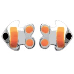 Boucles d'oreilles poissons en argent 925/000 avec émail de couleur orange.