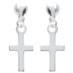 Boucles d'oreilles en argent 925/000. Fermoir tige/poussette. Croix.