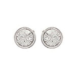 Boucles d'oreilles en argent 925/000 serties d'un cristal transparent. Fermoir tige/poussette.