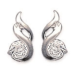 Boucles d'oreilles en argent 925/000 rhodié et oxyde de zirconium. Fermoir tige/poussette.