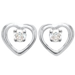 Boucles d'oreilles en argent 925/000 rhodié et oxyde de zirconium. Coeurs.