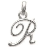 Pendentif en argent 925/000. Lettre R manuscrite.