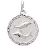 Pendentif en argent 925/000 rhodié. Signe des Poissons.