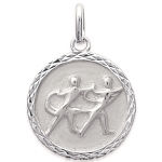 Pendentif en argent 925/000 rhodié. Signe des Gémeaux.