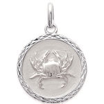 Pendentif en argent 925/000 rhodié. Signe du Cancer.